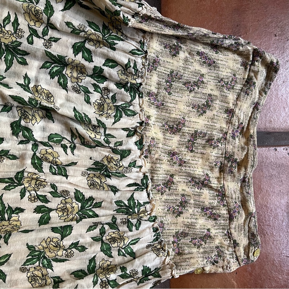 Free People Cream and Green Maxi Skirt - Picture 4 of 8